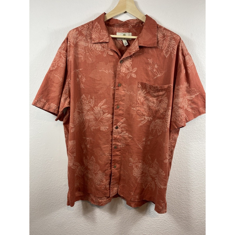 Island Shores Men's Size‎ XXL Rust Button-up Short Sleeve Hawaiian Casual Shirt